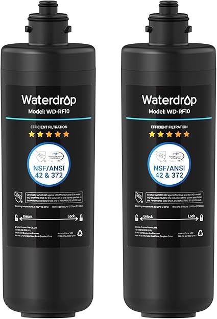 Waterdrop RF10 Replacement for 10UA/10UB Under Sink Water Filter, 2 PACK