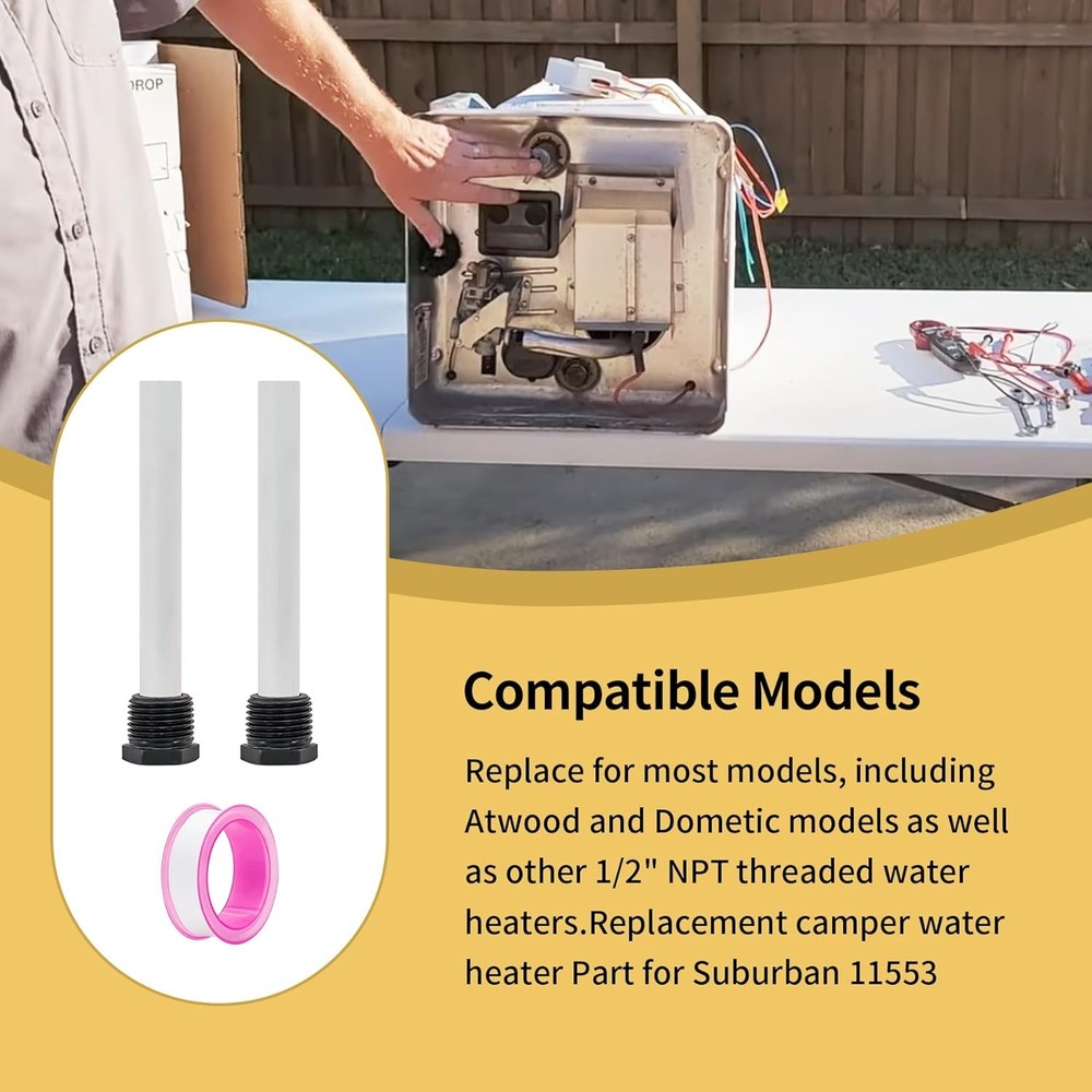 2 Pack RV Water Heater Magnesium Anode Rod Replacement Part...