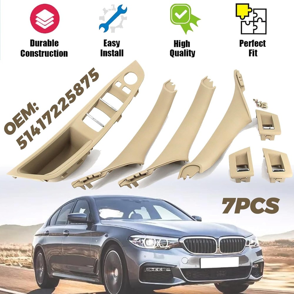 Window Switch Panel Door Handle Compatible with BMW 5 Series 2010-2016 Beige