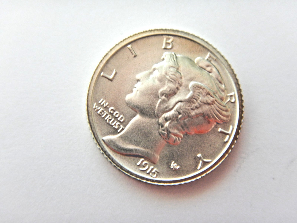Fantasy Overstrike 1915 Daniel Carr Winged Head Mercury Dime High Grade