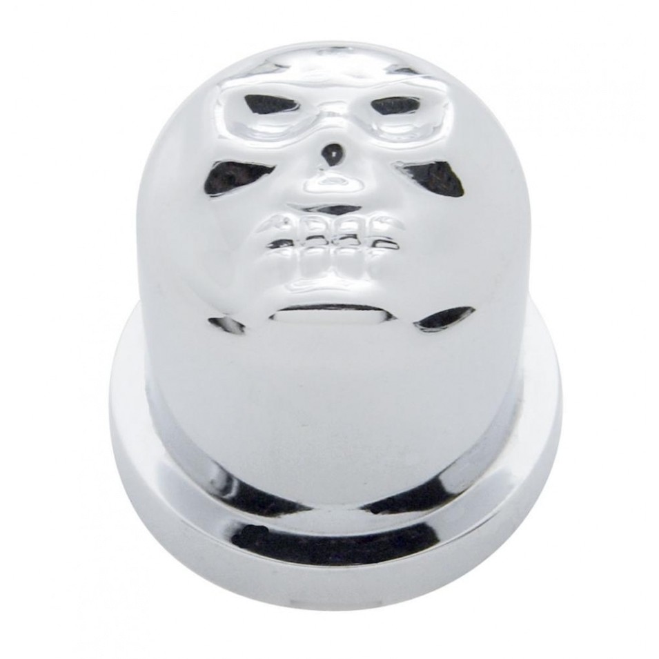 7/16" x 3/4" Chrome Plastic Skull Nut Cover - Push-On (10 Pack)
