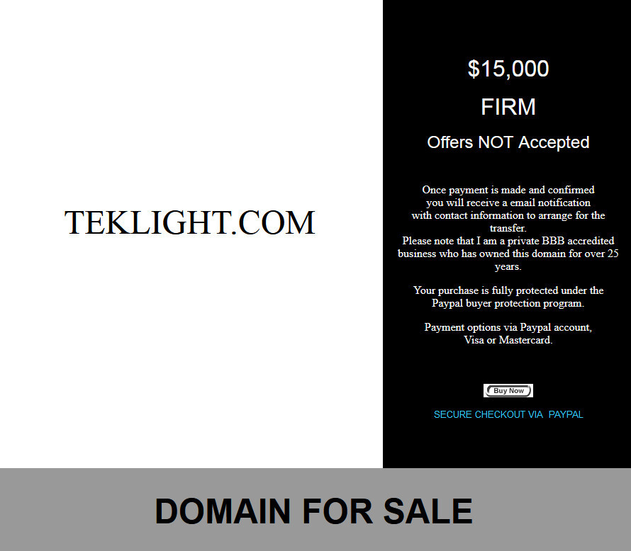 Premium DOMAIN for SALE ** TEKLIGHT.COM