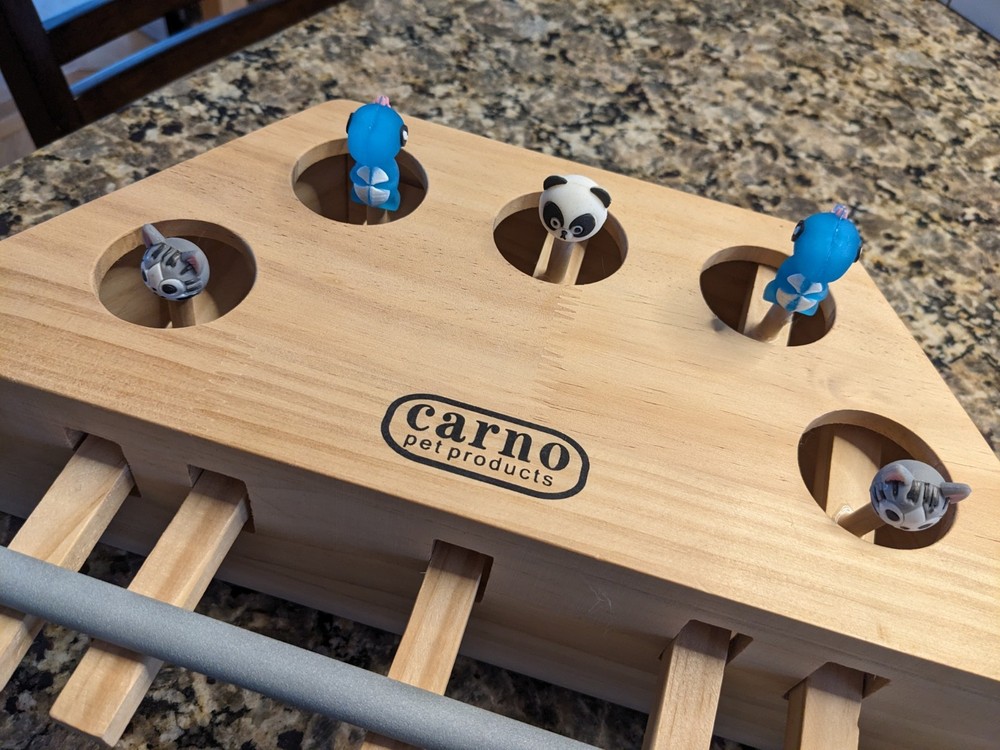 Interactive Mouse Whack-A-Mole Solid Wooden Piano Puzzle Box for Kittens