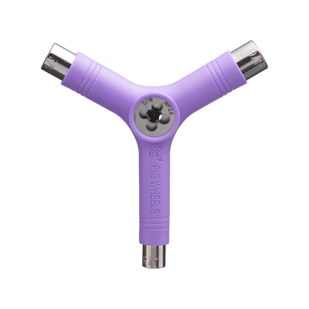 Pig Skateboard Tool Tri-Socket with Re-Threader Purple