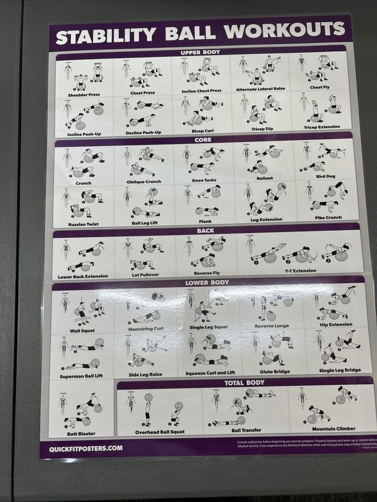 Quickfit 10 Pack Laminated 18x24 Workouts Posters