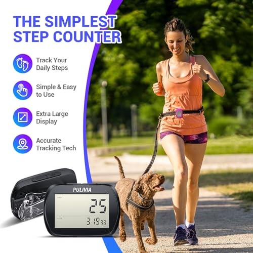 Pedometer for Walking 3D Step Counter with Clock, Accurate Steps Tracker black