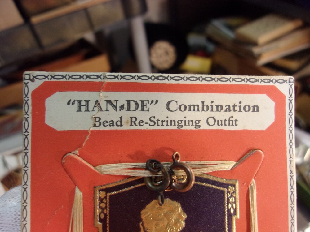 AWESOME VTG ANTIQUE "HAN-DE" COMBINATION BEAD RE-STRINGING OUTFIT (SILK STRING+)