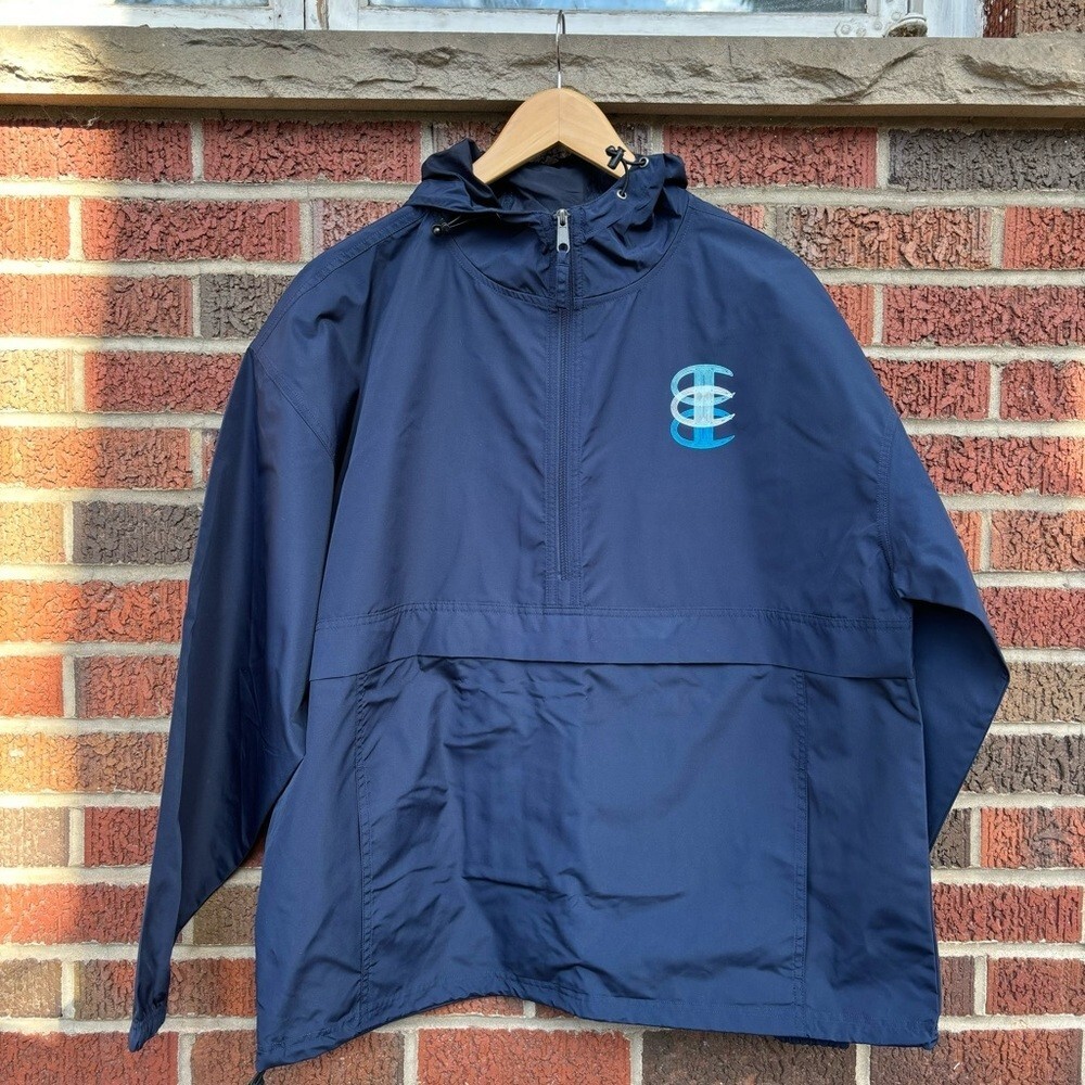 Champion Navy Blue 1/2 Zip Pullover Windbreaker Jacket