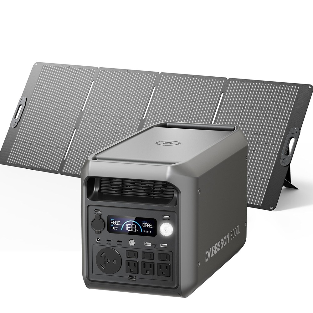 Dabbsson 3072Wh 3000W Power Station Generator with Foldable Solar Panel kit 210W