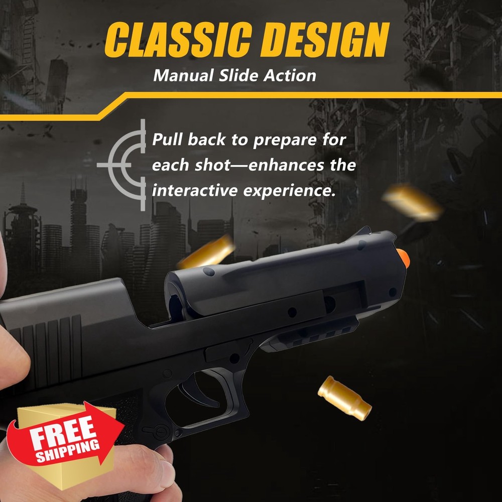 Tactical Toy Blaster Desert Black - Manual Shell Eject, Foam Darts
