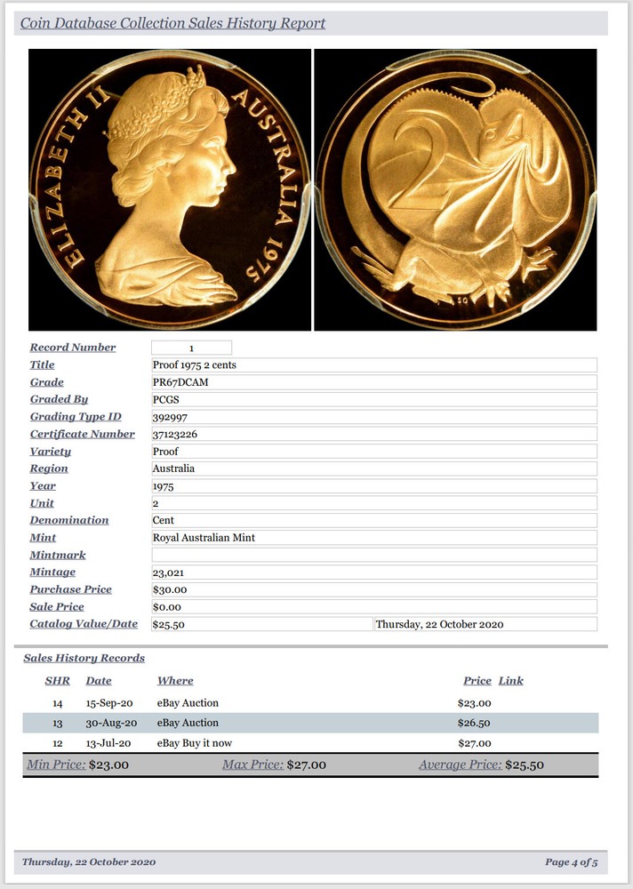 Coin Collector Database Professional Software to suit Windows CDROM