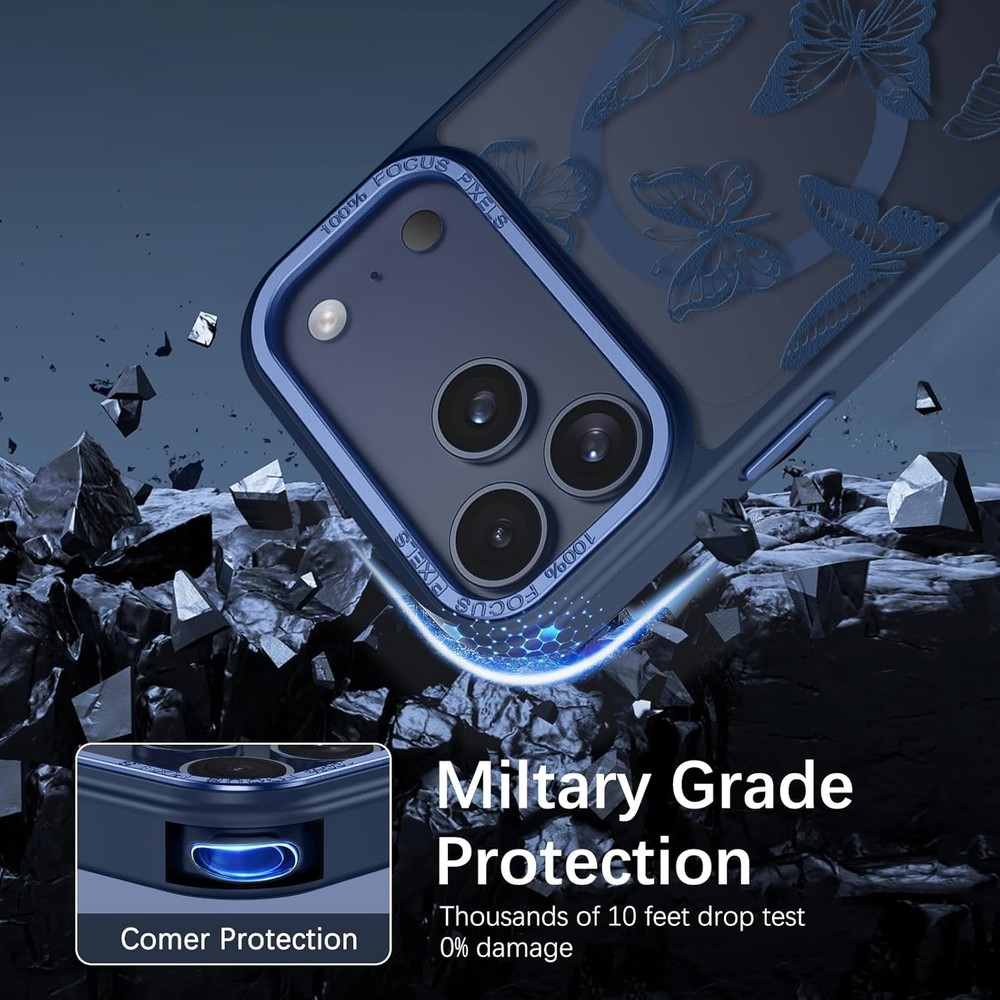 iPhone 17 Pro Max Case, Cute Butterfly Pattern Translucent Matte Slim Shockproof