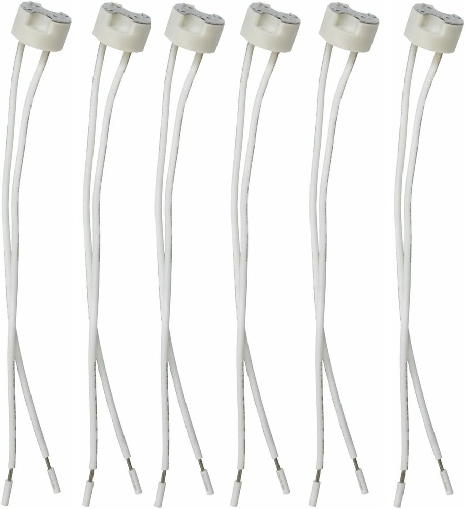 6 Pcs G8 Base Porcelain Halogen Socket G8 LED Light Bulb Ceramic Socket with 6"