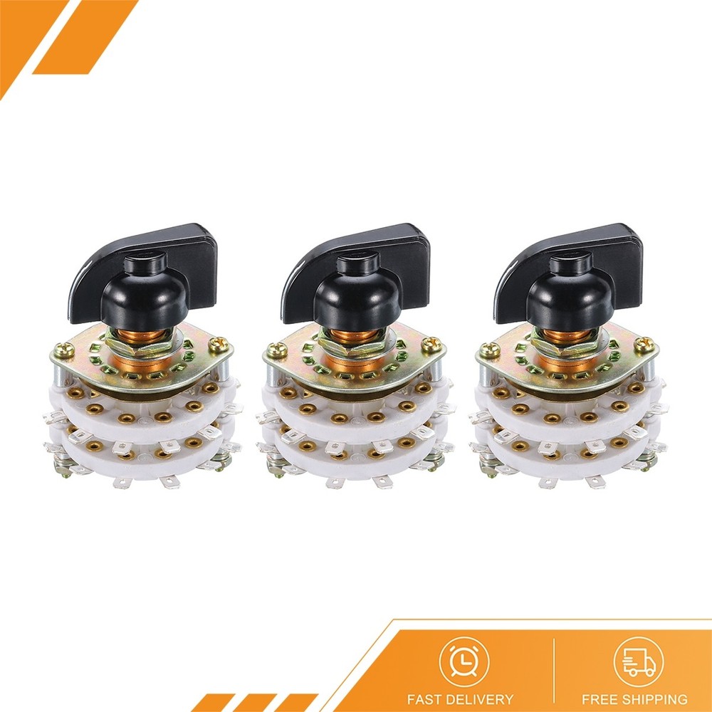 3PCS 2P10T Rotary Switch 2 Pole 10 Position Band Selector 2 Deck