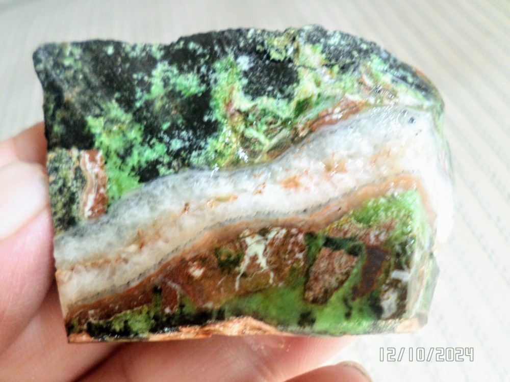 Gaspeite gemstone slab