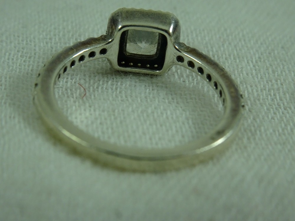 Pandora Timeless Elegance Square CZ Sterling Silver Cocktail Ring 54 Size 7