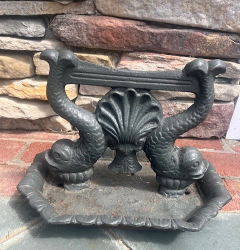 Antique Heavy Dolphin Shell Superb Boot Scraper Cast Iron NICE!