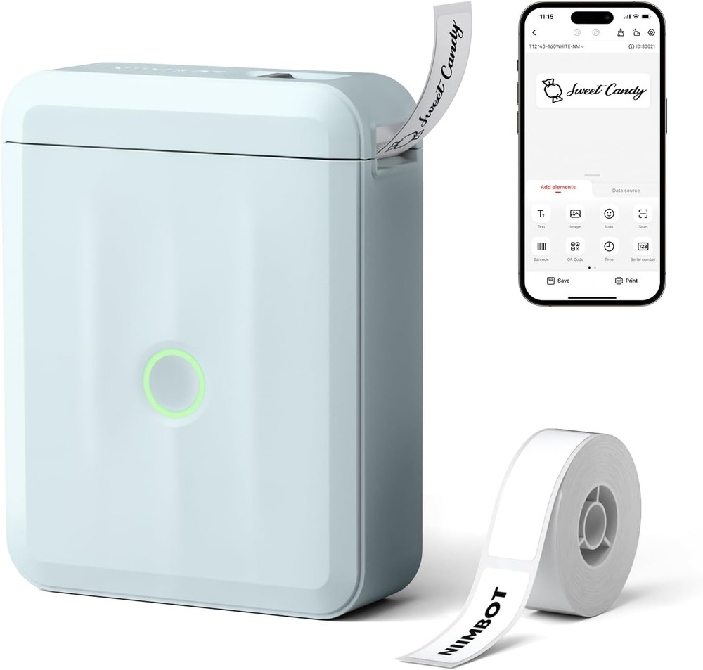 D110 Upgraded Version Mini Label Maker Machine with Tape, Portable Bluetooth The