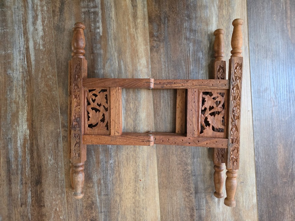 Moroccan Folding Vintage Wood Table Base - Does Not Include Tray
