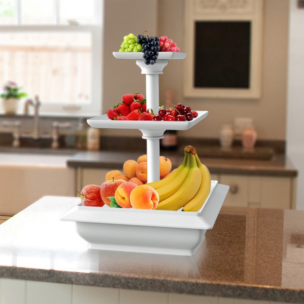3-Tier Cupcake Stand Square Display Stand Dessert Table Display Set, White