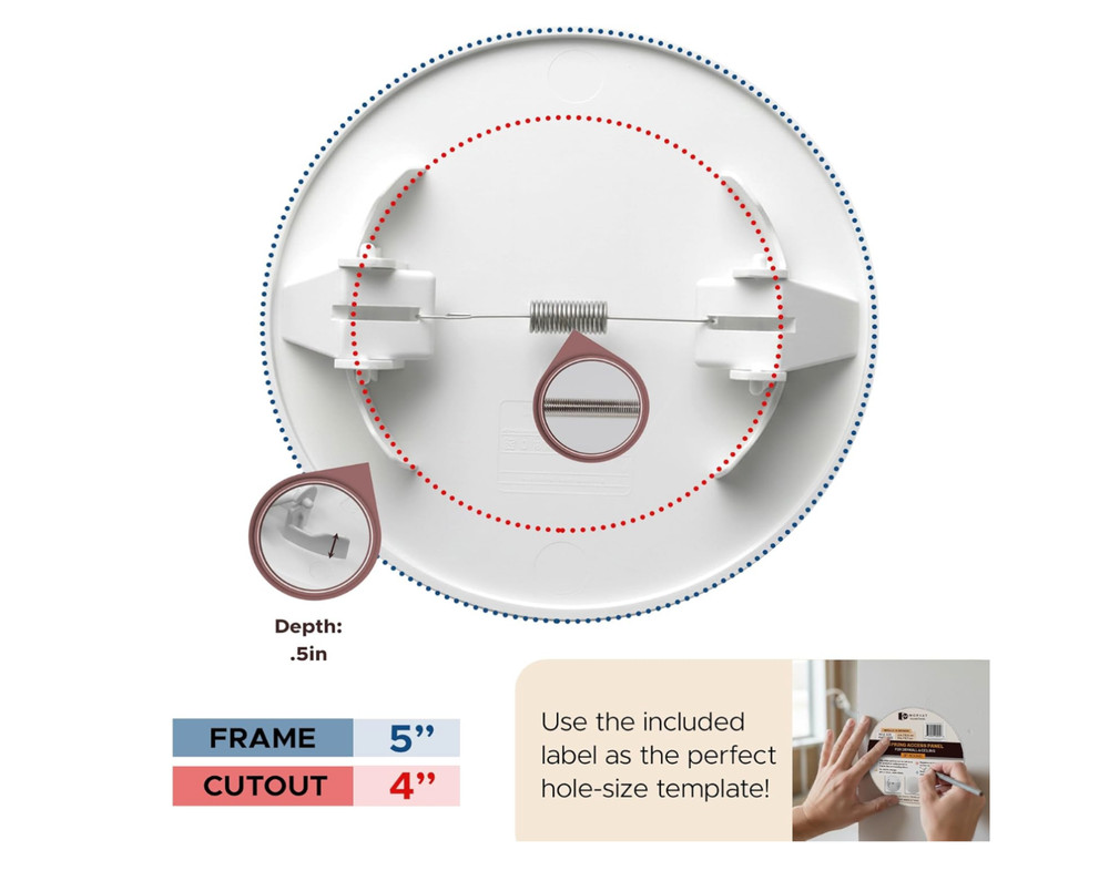 Morvat 5x5" Round Spring Access Panel 4 Pack White ABS Wall Cover