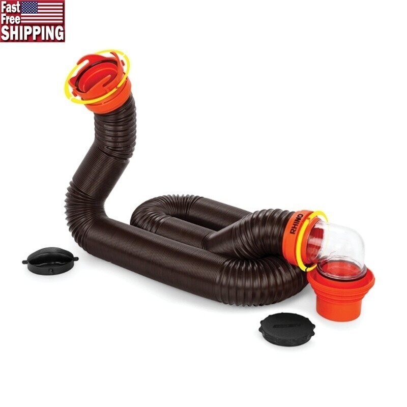 RhinoFLEX RV Sewer Hose Kit 15ft Durable Flexible Tank Dumping Elbow Fittings US