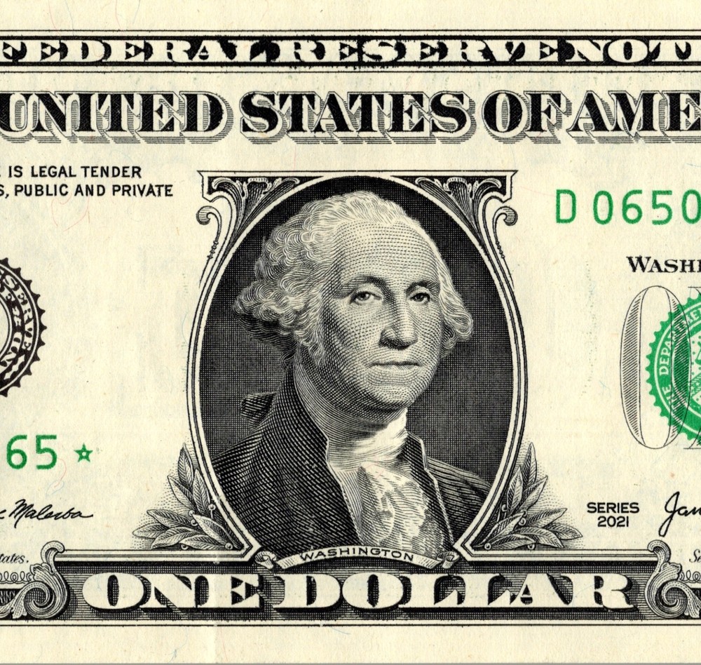 2021 D Star note 1 dollar bill Regular Run
