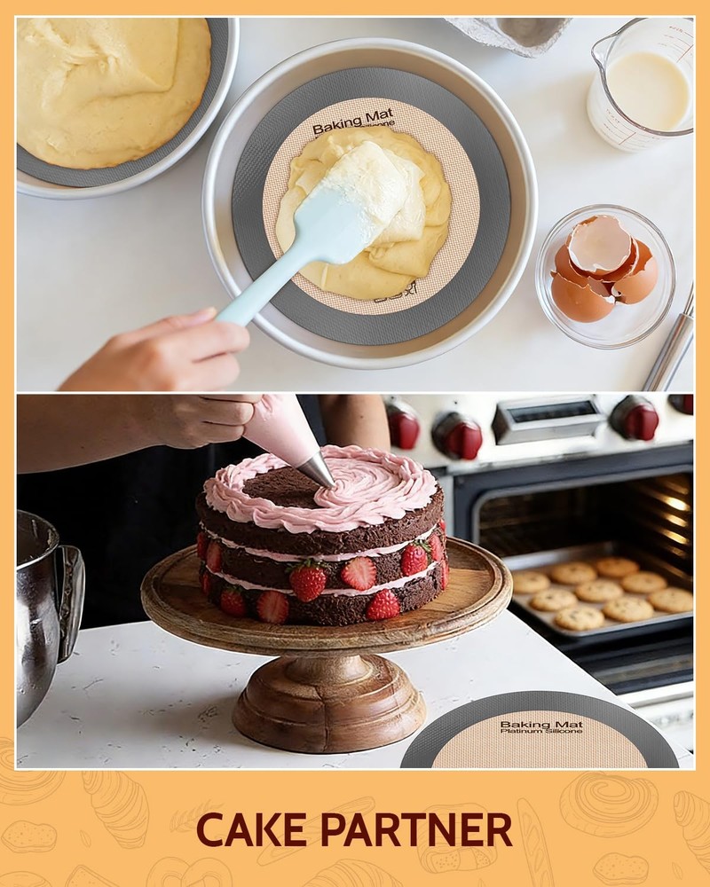 Sopito Silicone Baking Mat Set, 5 Non-Stick Sheets for Baking, Grey Color