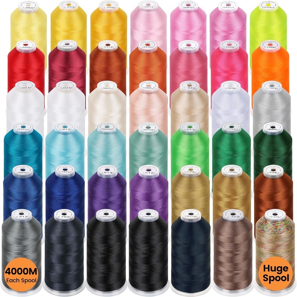 High Quality Polyester Embroidery Thread 42 Spools 4000M Length Assorted Colors