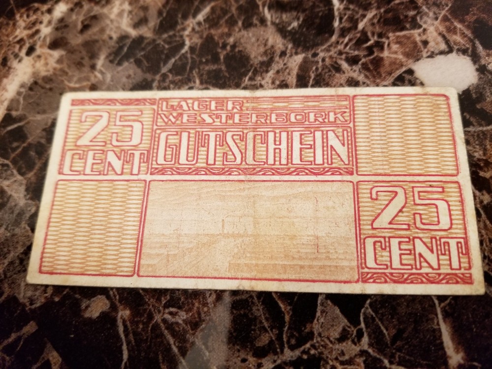 25 Cent Netherlands Westerbork Concentration Camp Currency Bill Note kz