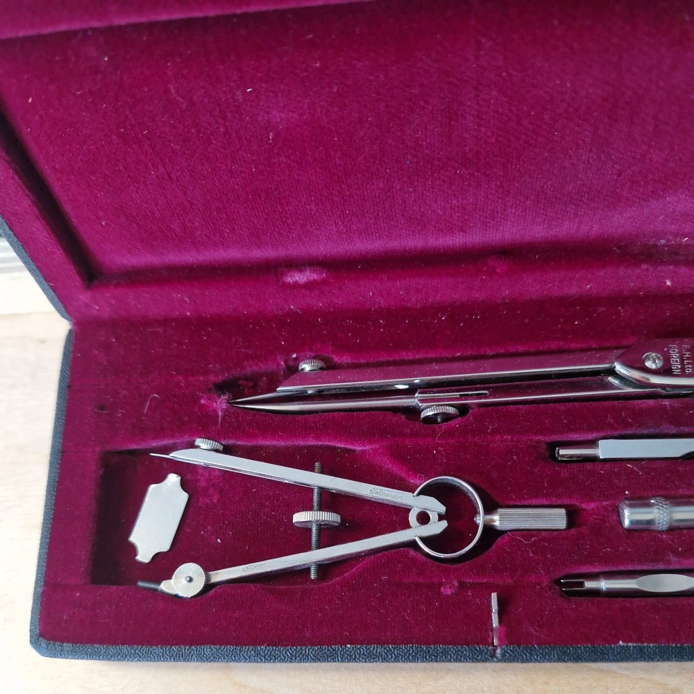 Vintage E H LTD Steel Technical Drawing Draughtsman Set