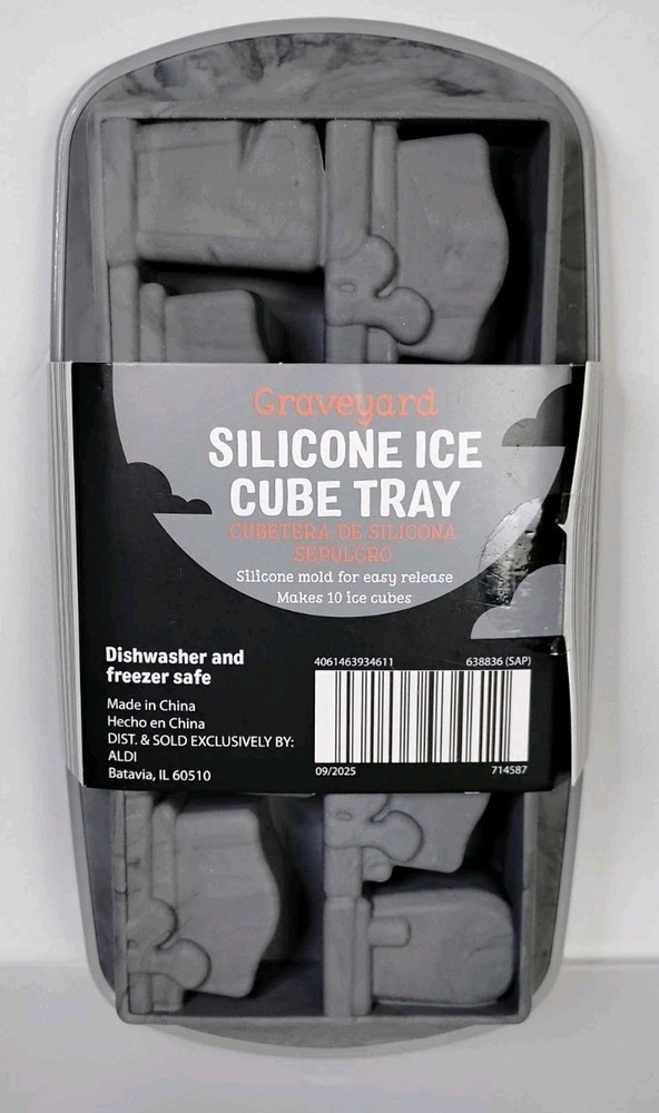Graveyard Tombstone Shaped Silicone Ice Cube Tray Horror Decor Makes 10 Cubes