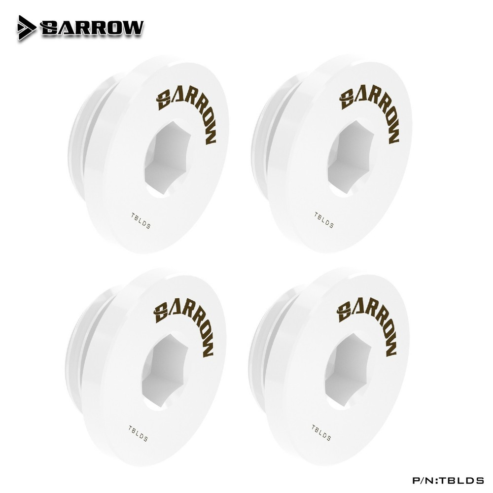 4 Pcs Barrow G1/4" Stop Plug Fitting Low Profile Internal Hex Socket TBLDS White