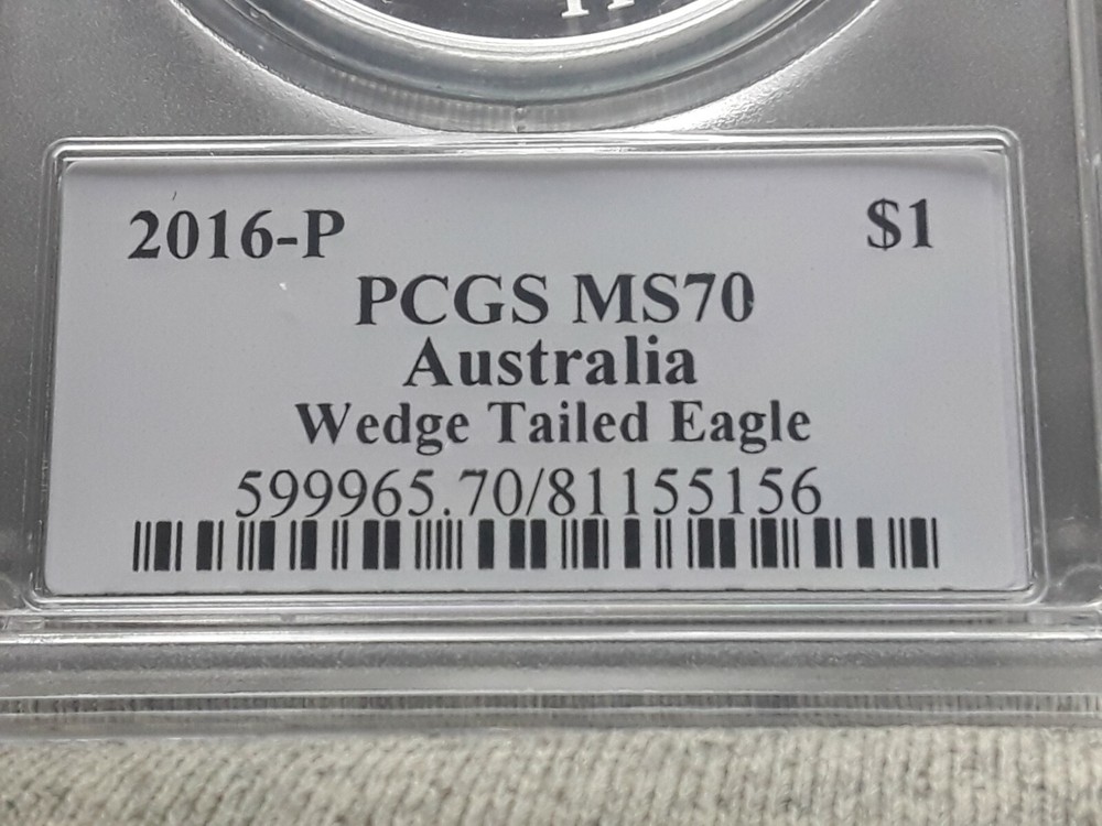 2016-P AUSTRALIA $1 MS70 WEDGED TAILED EAGLE DAVID HALL SIGNED PCGS CERTIFIED