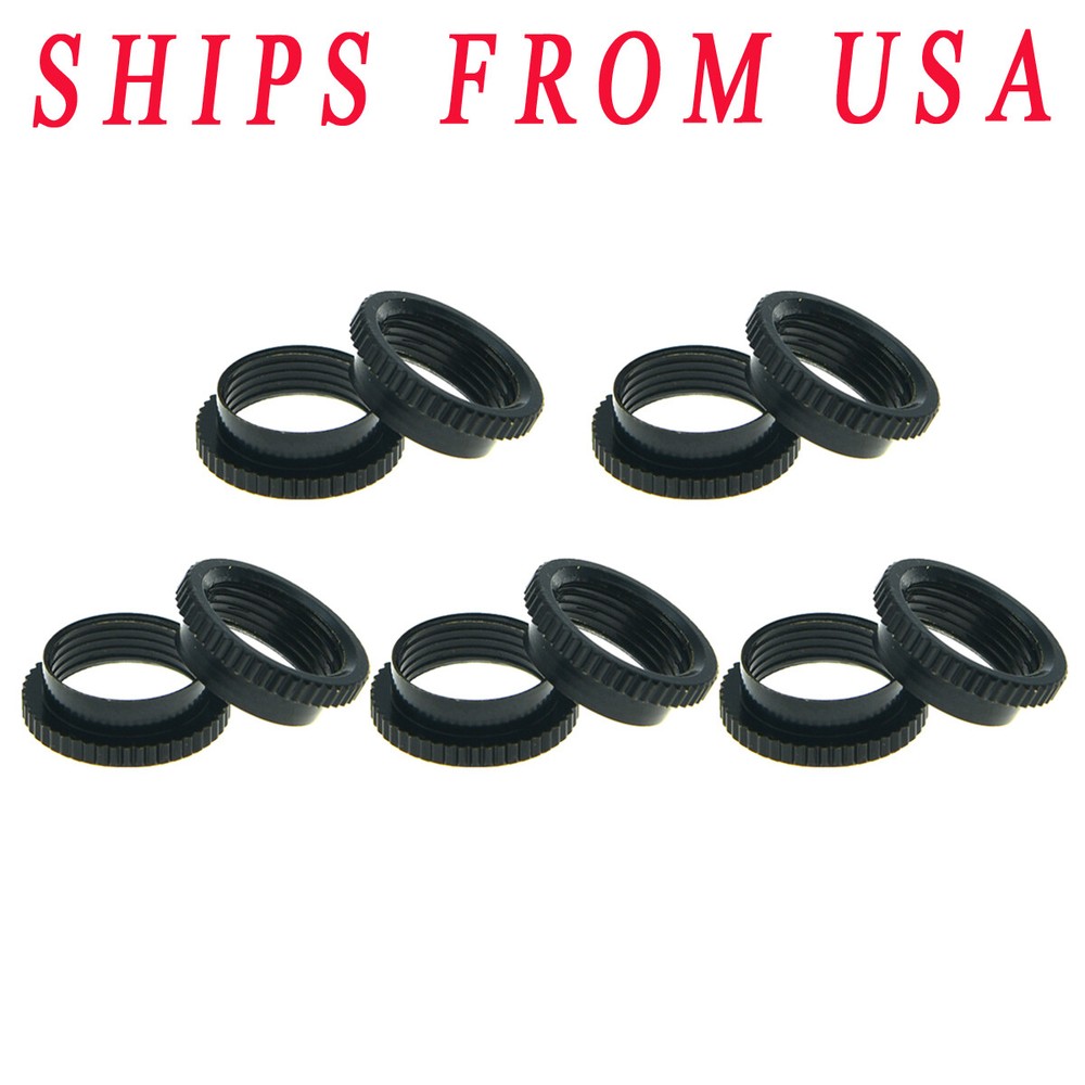 10*  Black 15/32" Fine Knurl Deep Guitar Nuts Toggle Switch Nut For Switchcraft