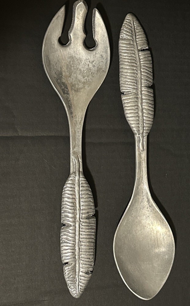 IHI Palm Leaf Aluminum Serving Spoon & Fork Set 13"