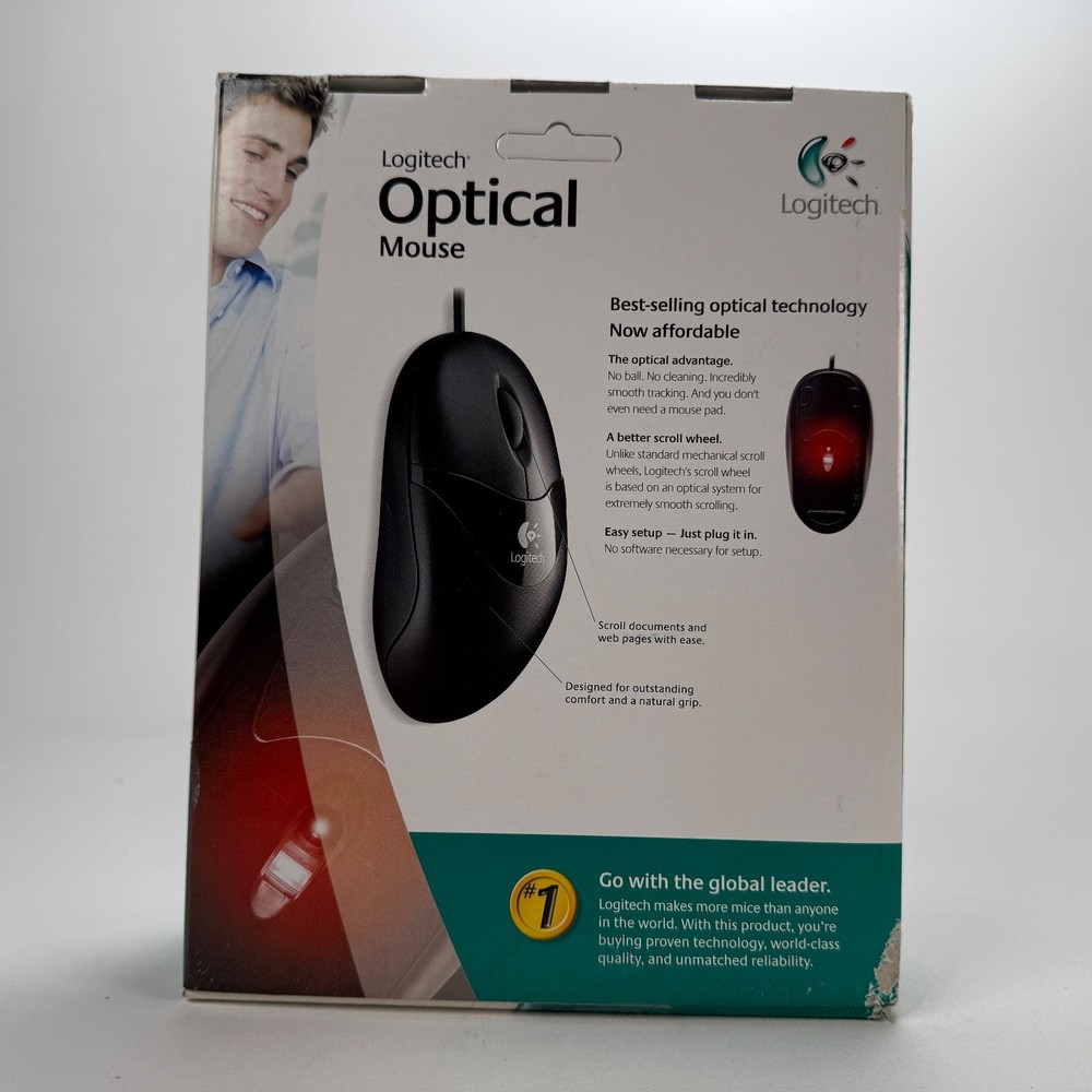Logitech Optical 3 Button Mouse PC Mac 931145-0403 Vintage Computing NOS