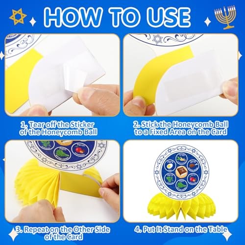 8 Pcs Passover Table Decorations, 3D Double Sided Passover Honeycomb