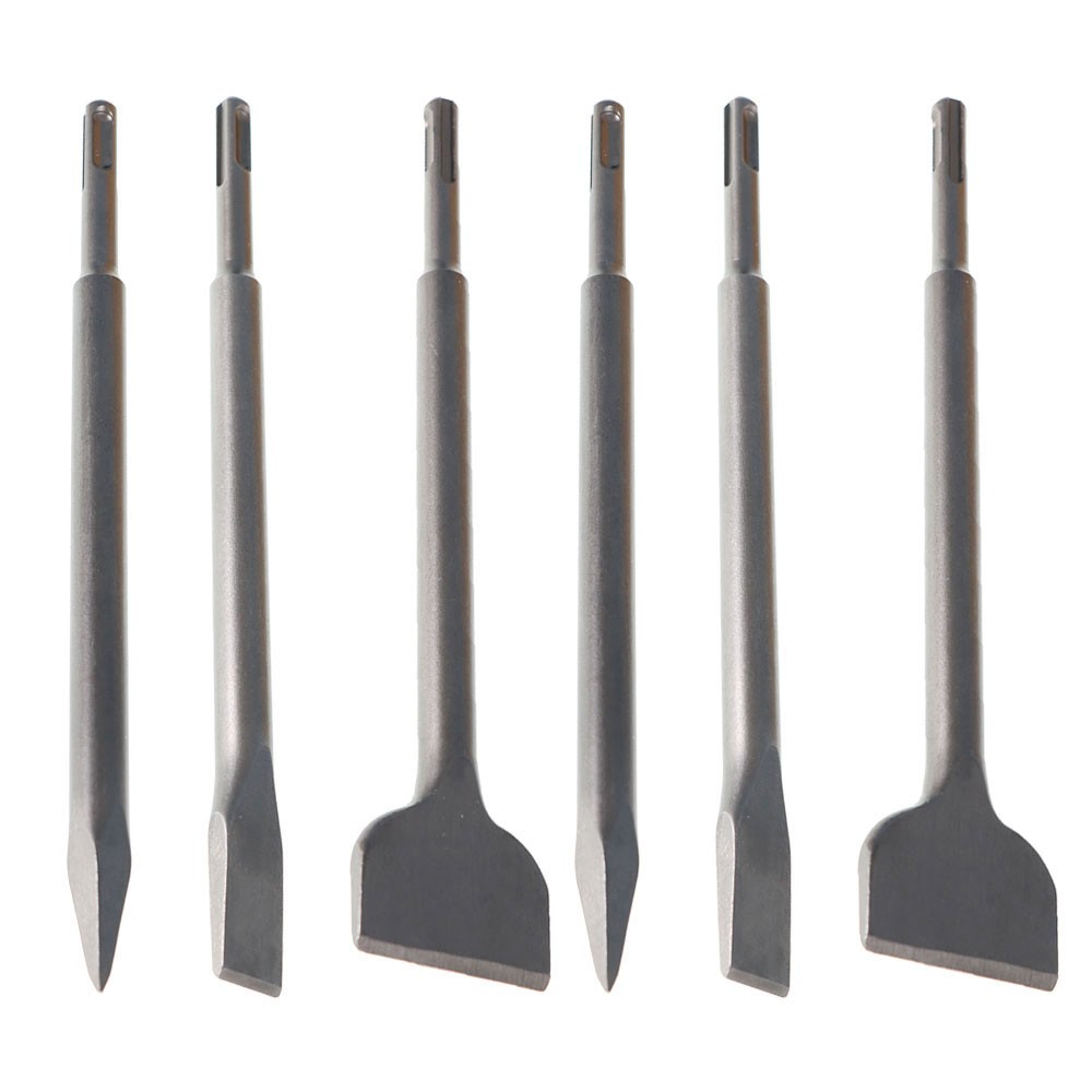 6×Concrete Drill Bit Set Includes Point Chisel + 20mm & 40mm Flat Chisel