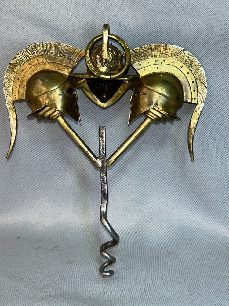 Antique Brass Three Gladiator-style Helmets Corkscrew made Italy