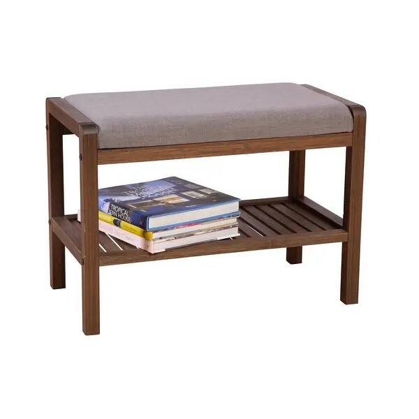 Padded Entryway Bench With Shoe Rack