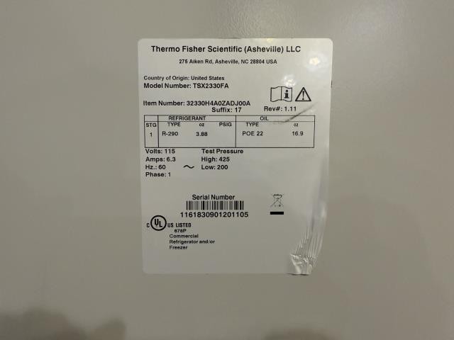 Thermo Scientific High Performance Lab Freezer Model: TSX2330FA