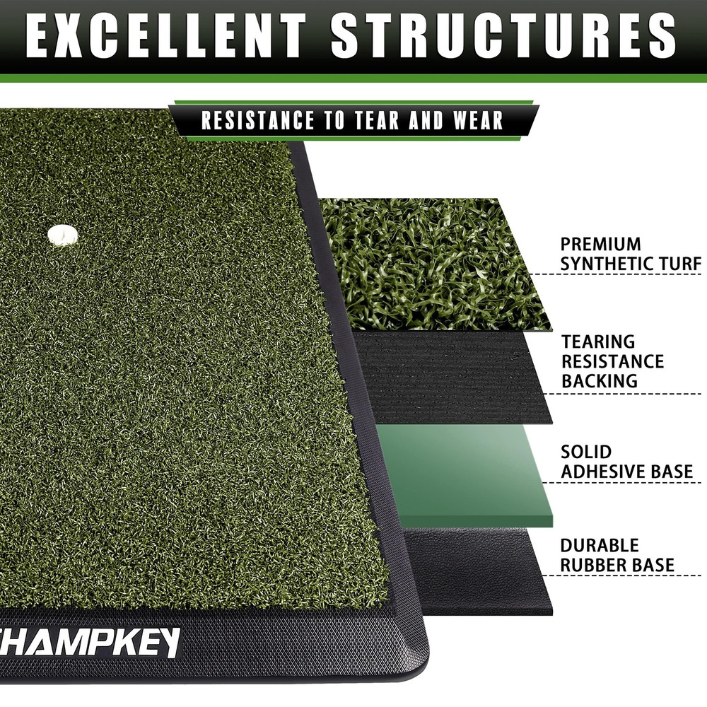 Synthetic Turf Golf Hitting Mat | Heavy Duty Rubber Base Golf Practice Mat | Com