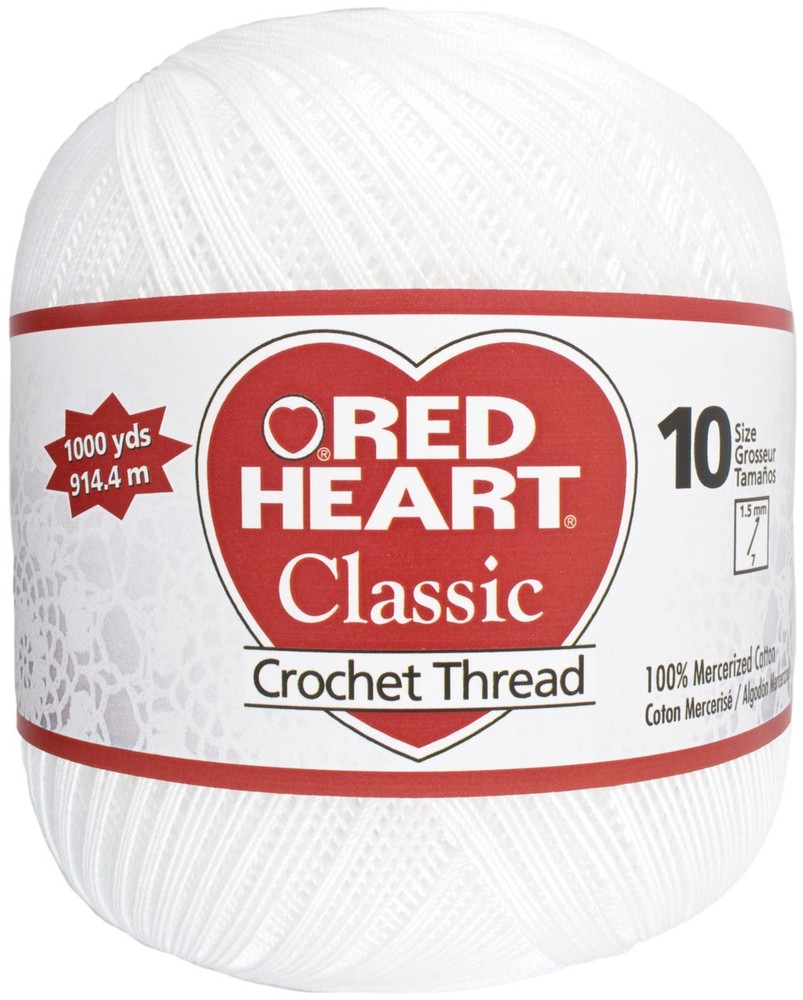 Red Heart Classic Crochet Thread Size 10 White