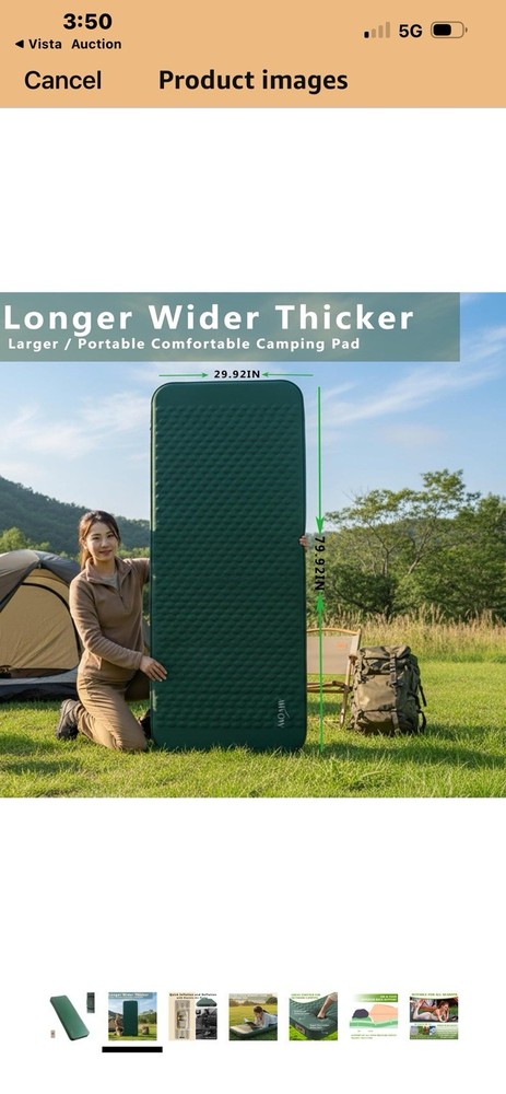 4" Extra-Thick Self Inflating Sleeping Pad for Camping with Electric Pump, Ul...