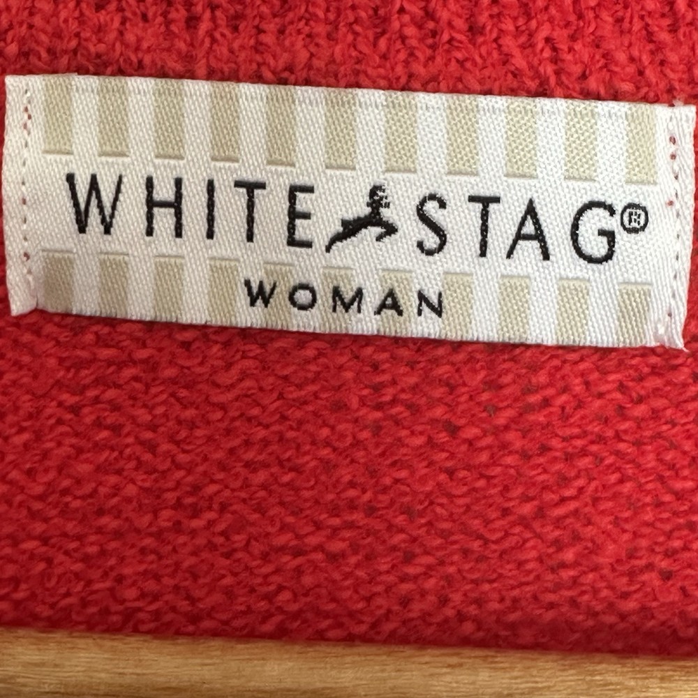 White Stag Plus Sweater Women’s 3X Red Acrylic Lightweight Collared Solid Top