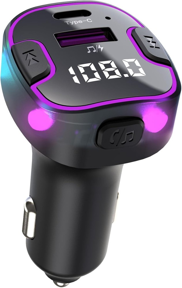 Multi-Functional Bluetooth FM Transmitter with Fast Charging & Ambient Lighting