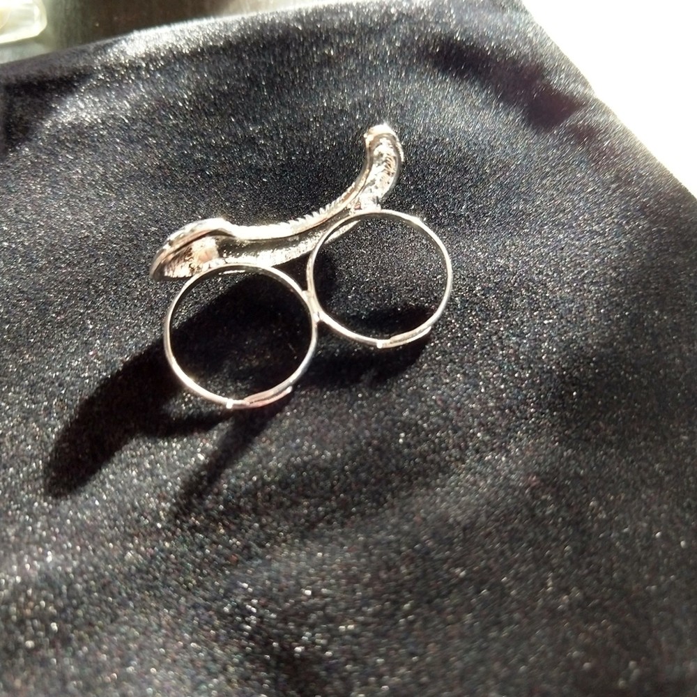 Ring Worm, Adjustable Double Finger Ring; Worm or Ram Horn OSFA both bands