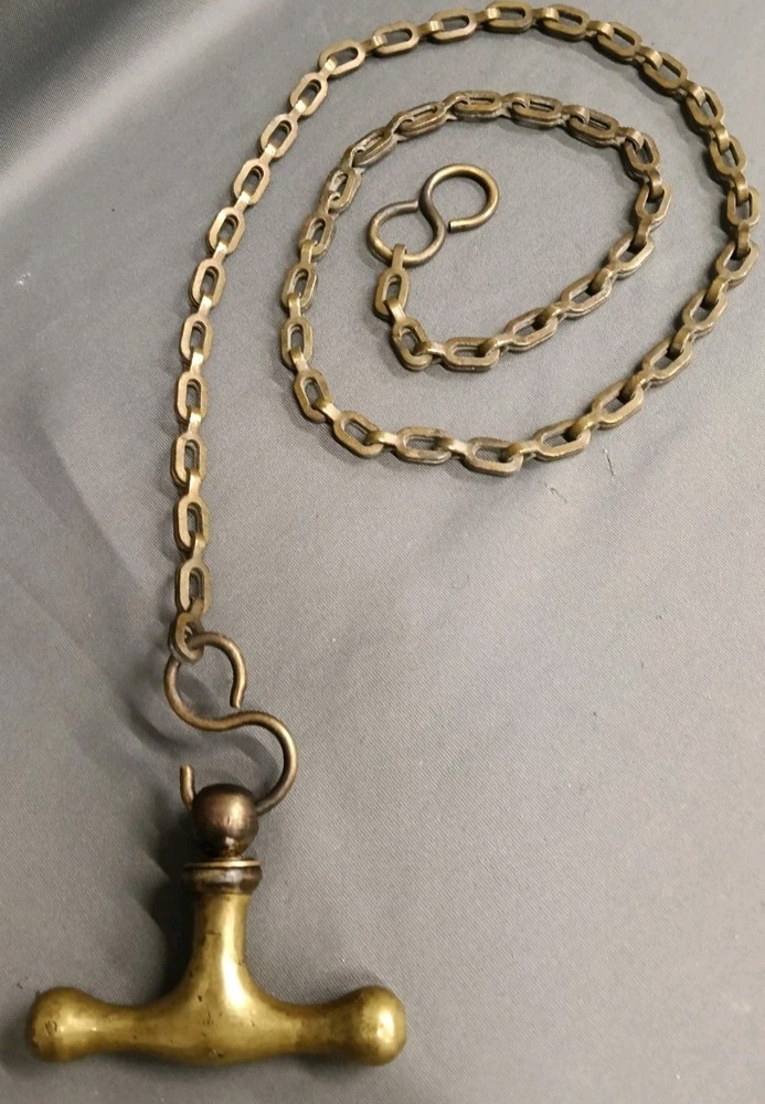 BRASS HIGH LEVEL CISTERN LOO PULL / TOILET PULL,  WITH CHUNKY BRASS CHAIN