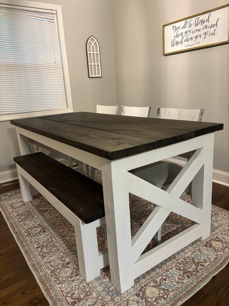 Custom Built Dining Table And Bench